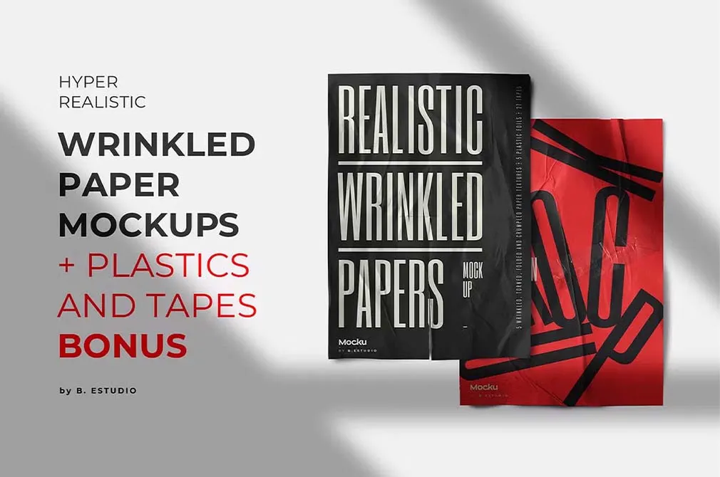 Wrinkled Papers & Plastics Mockups