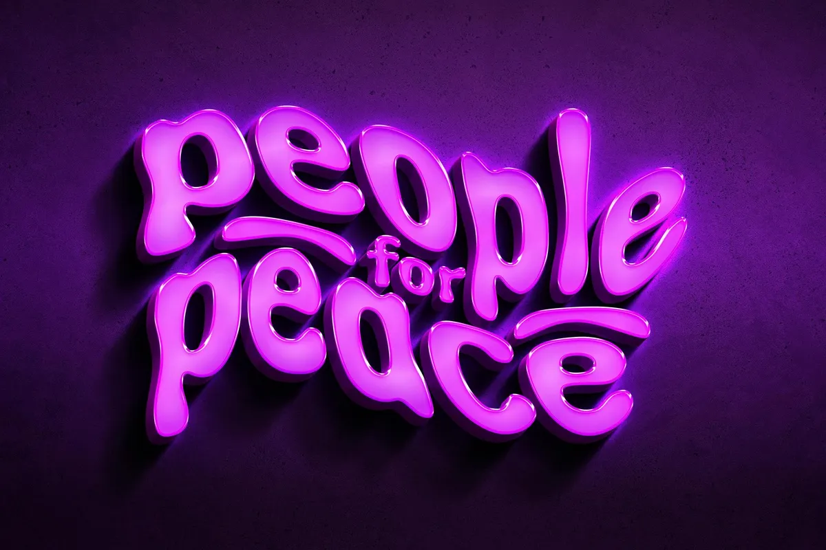 Lilac 3D Neon Wall Mockup