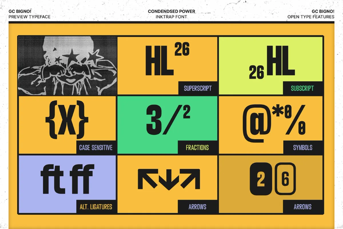 GC Bigno - Condensed Inktrap Grotesk Font