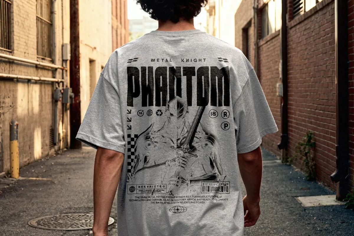 Streetwear T-Shirt Mockup Back View