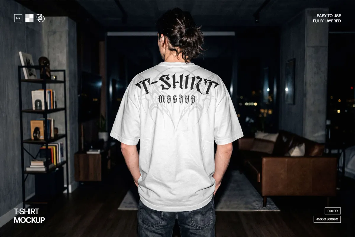 Indoor T-Shirt Mockup Back View