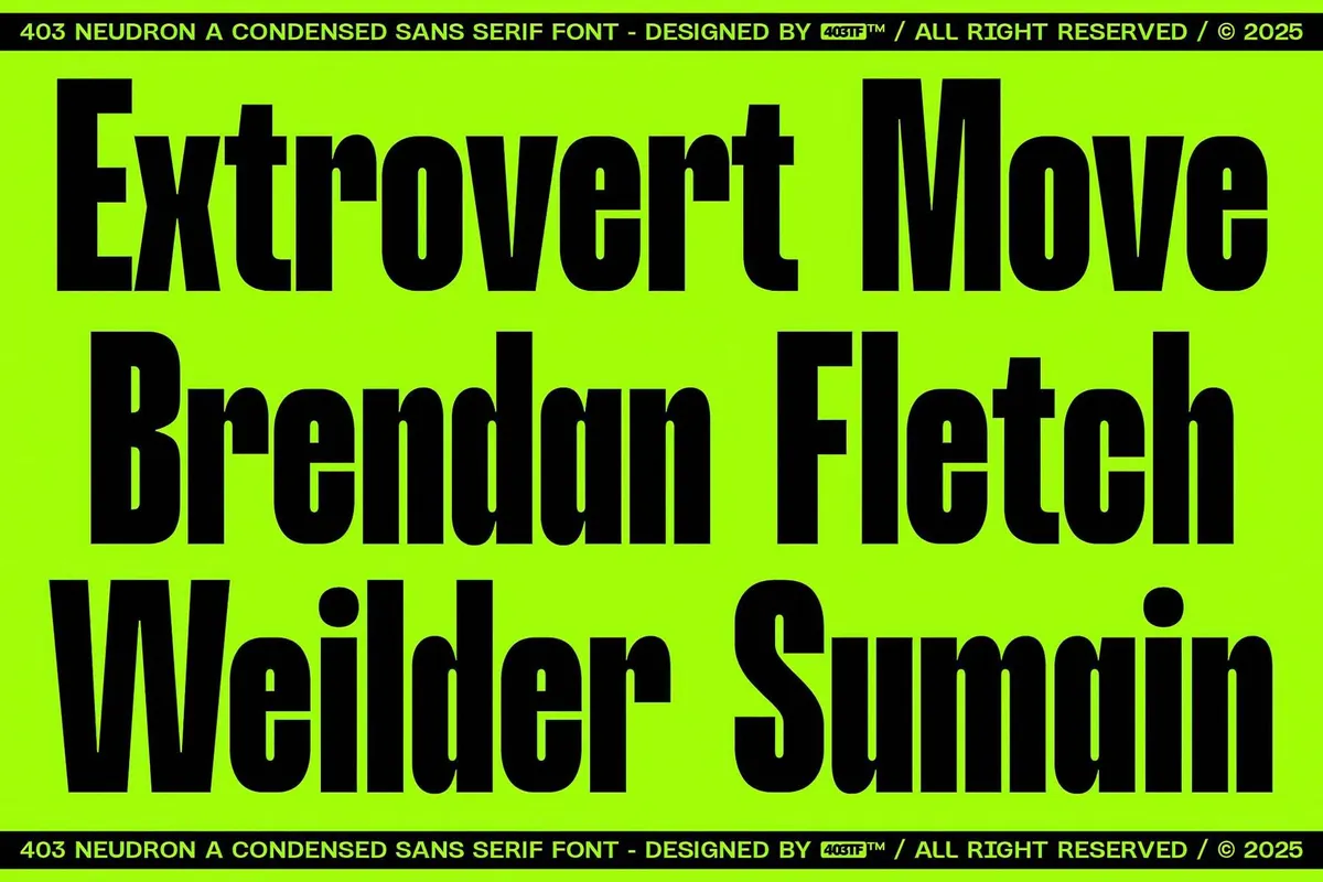 403 Neudron — Condensed Sans Serif Font