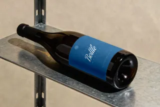 Wine Bottle Mockup on Metal Shelf