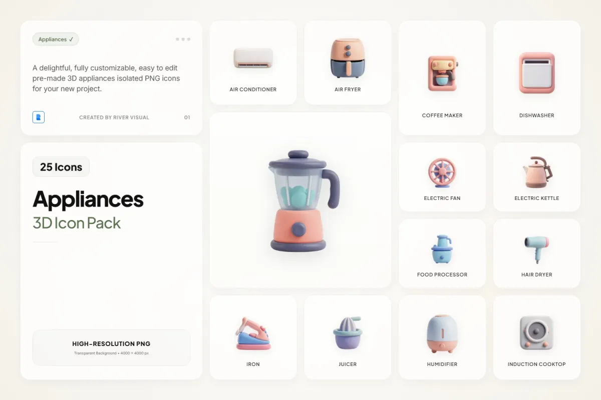 3D Home Appliance Icons