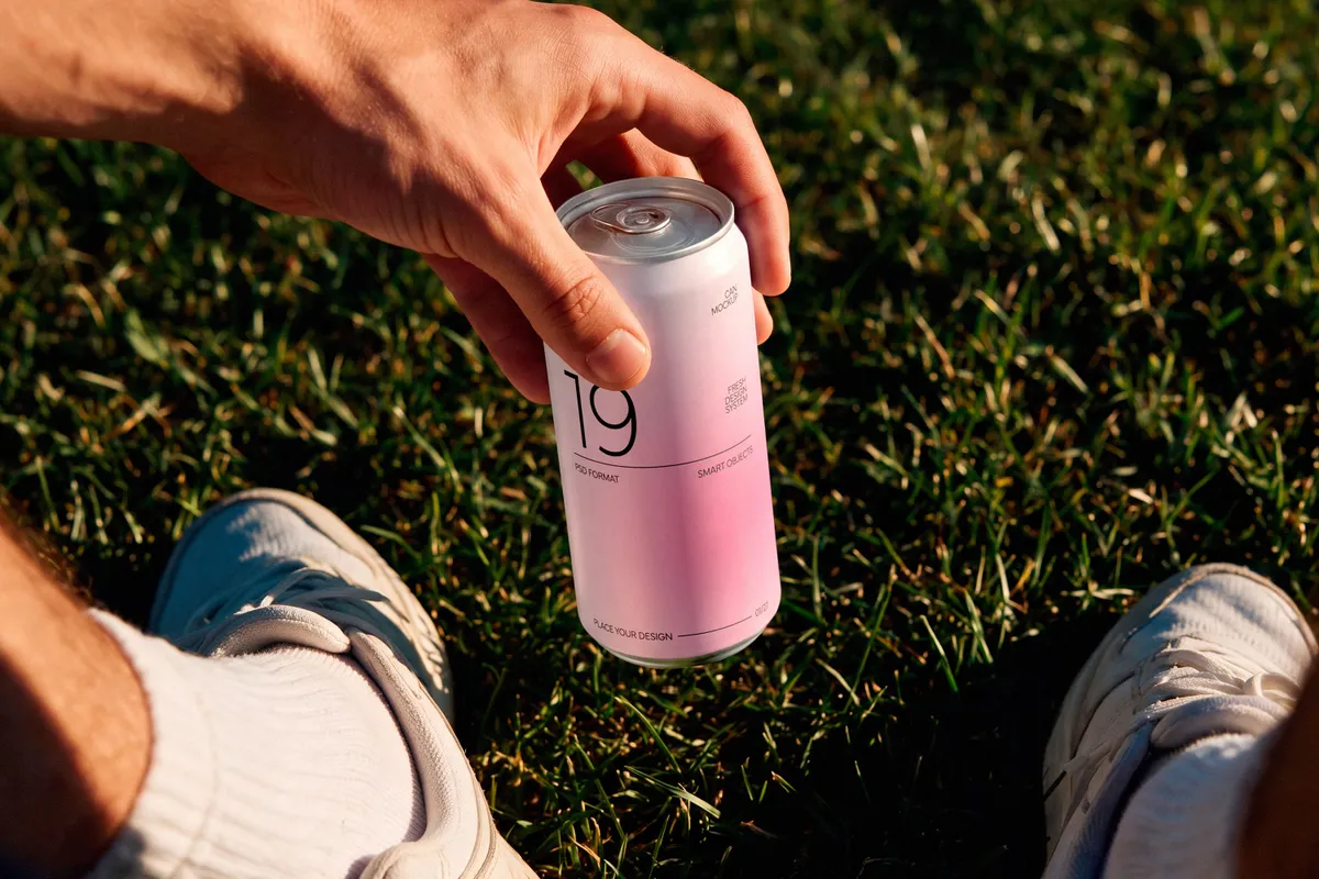 Slim Can Mockup in Sunlight