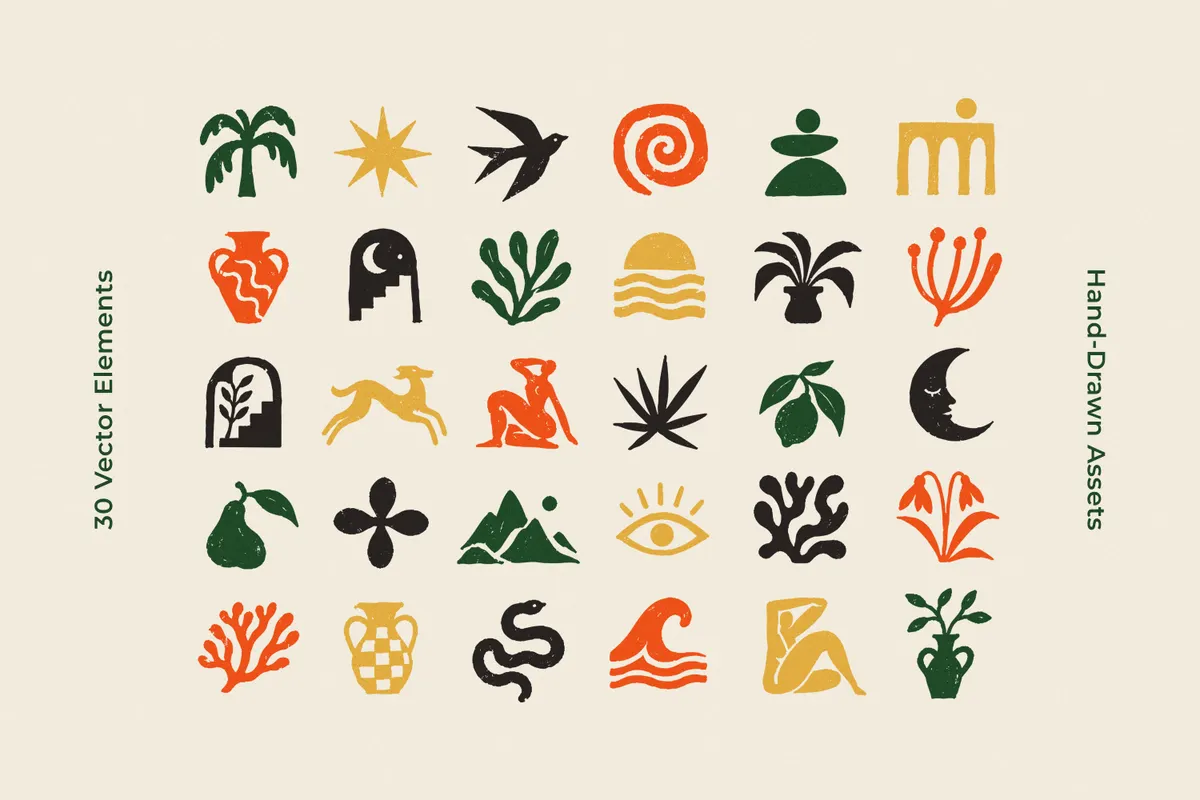 Ancient Summer Boho Vector Elements