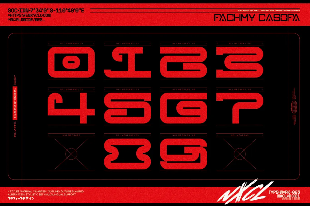 Megrabs - Futuristic Mecha Font Family
