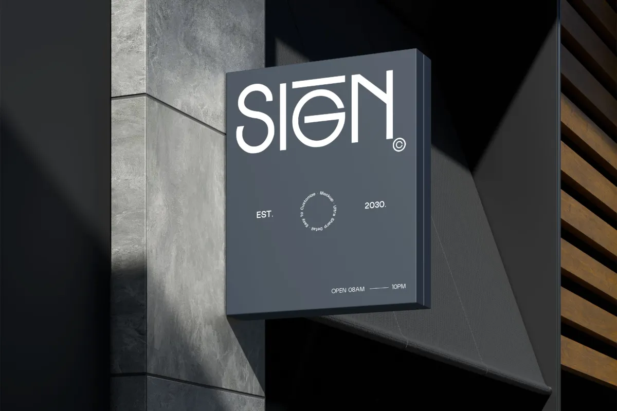 Outdoor Square Hanging Signboard Mockup