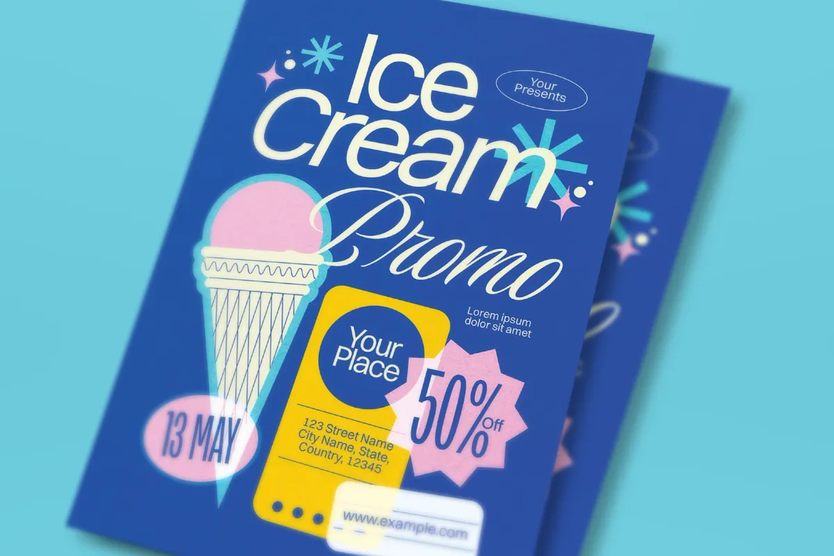 Blue Scrapbooking Ice Cream Promo Flyer