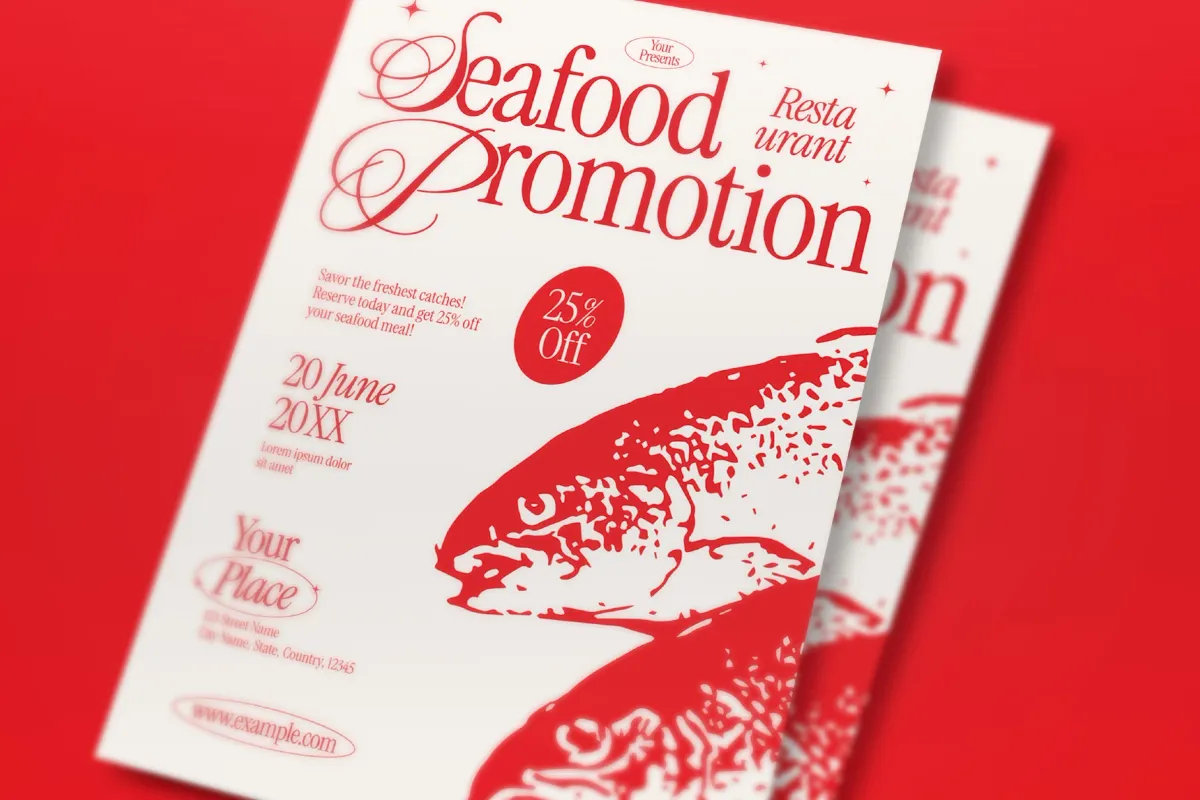 Red Seafood Restaurant Promotion Flyer