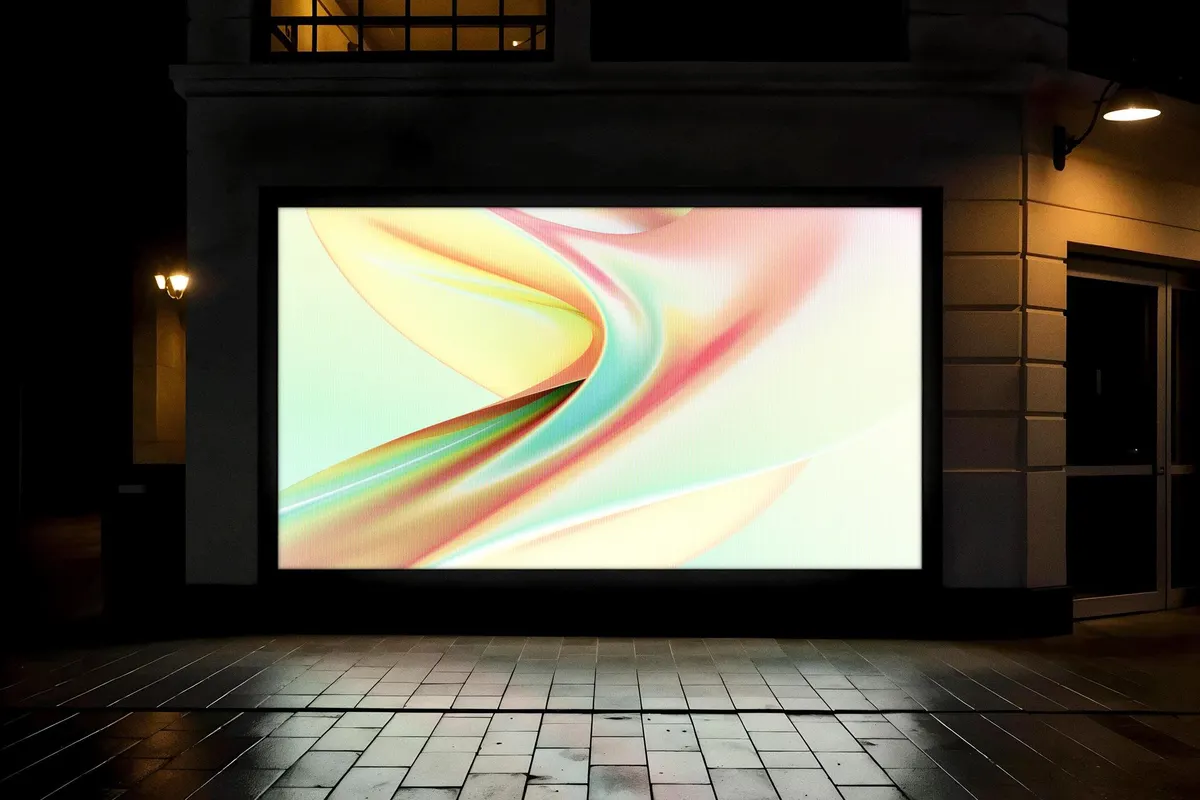 Outdoor Glowing 16:9 Screen Mockup