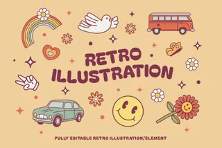 Hippies Retro Illustrations