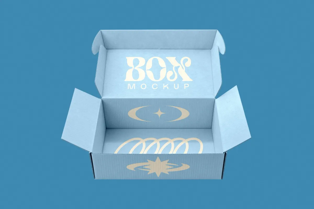 Open Cardboard Box Mockup