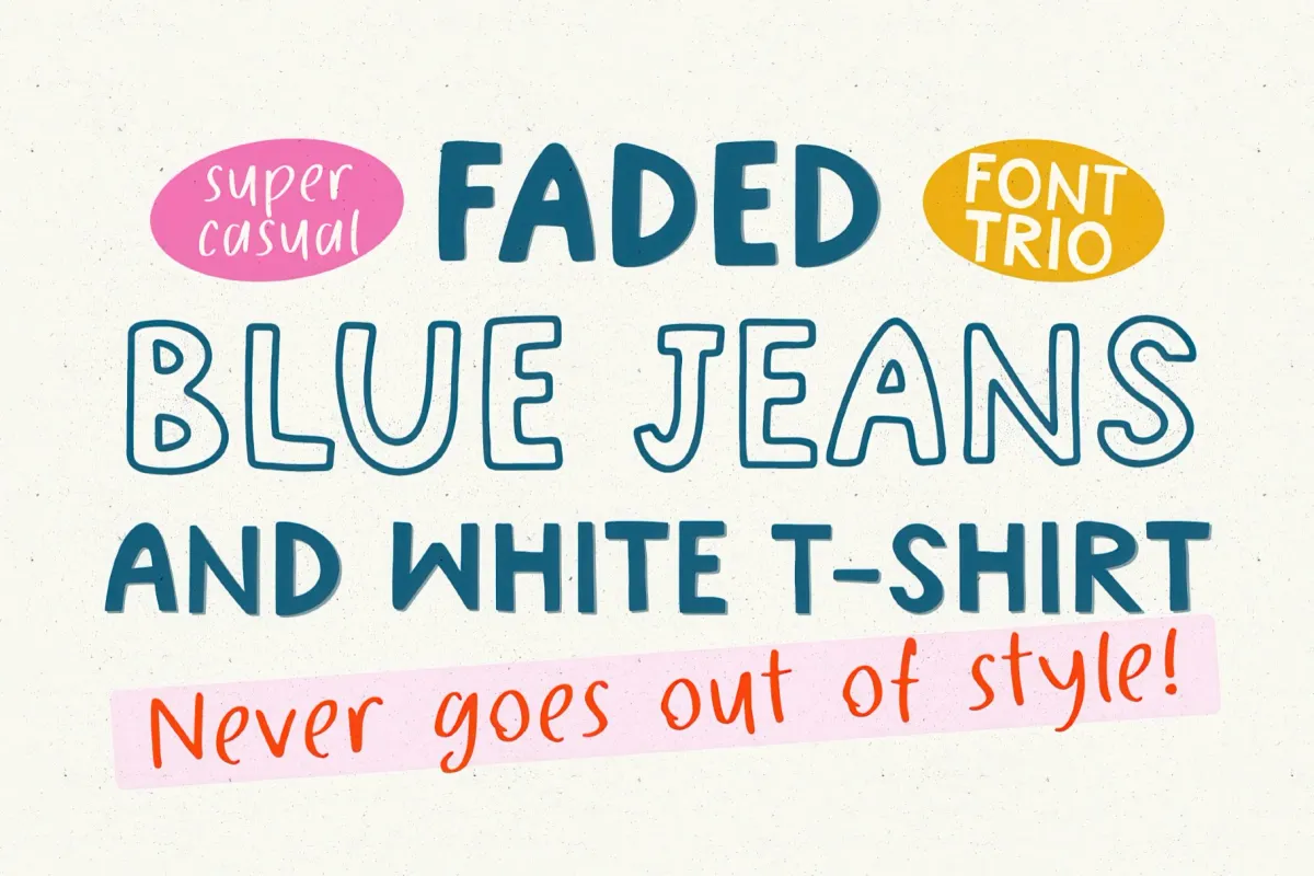 Faded Blue Jeans: Handwritten Sans Outline Display