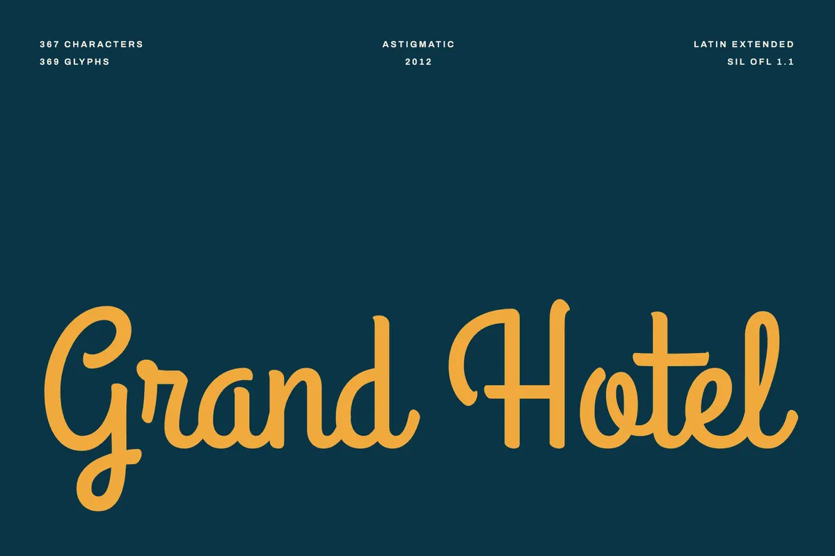 Grand Hotel - Free Retro Signage Script