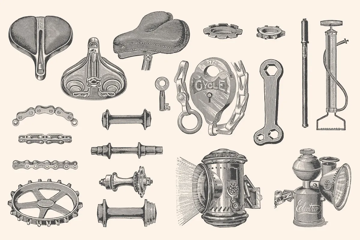 Bicycles Vintage Illustration Set