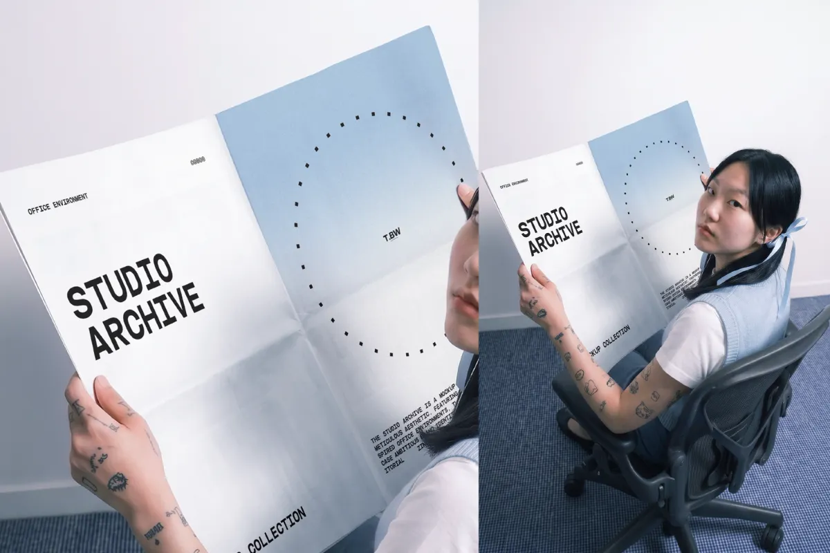 Over-the-Shoulder Paper Print Mockup