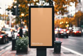 Outdoor Vertical Billboard Mockup