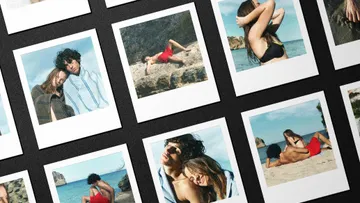 Polaroid Instant Cards Grid Mockup
