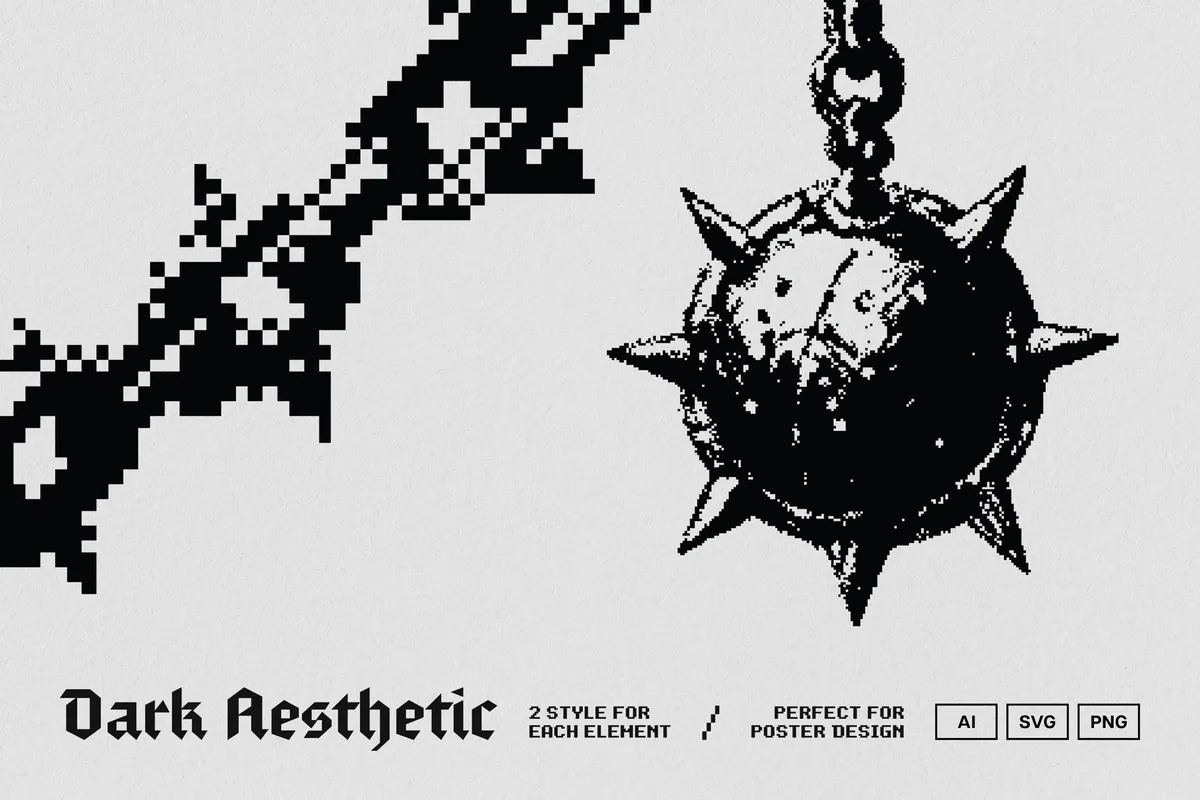 Dark Aesthetic Dithering Graphic Pack