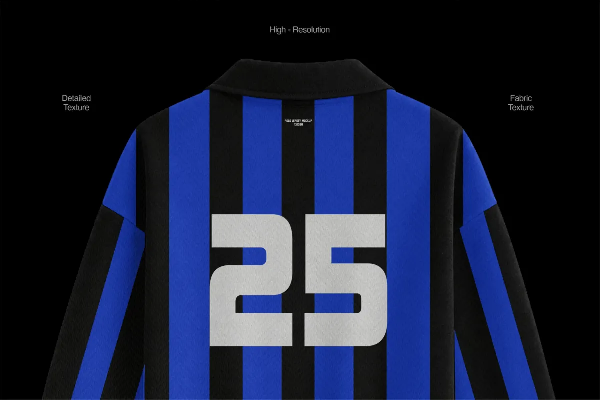 Long Sleeve Polo Jersey Mockup - Back View