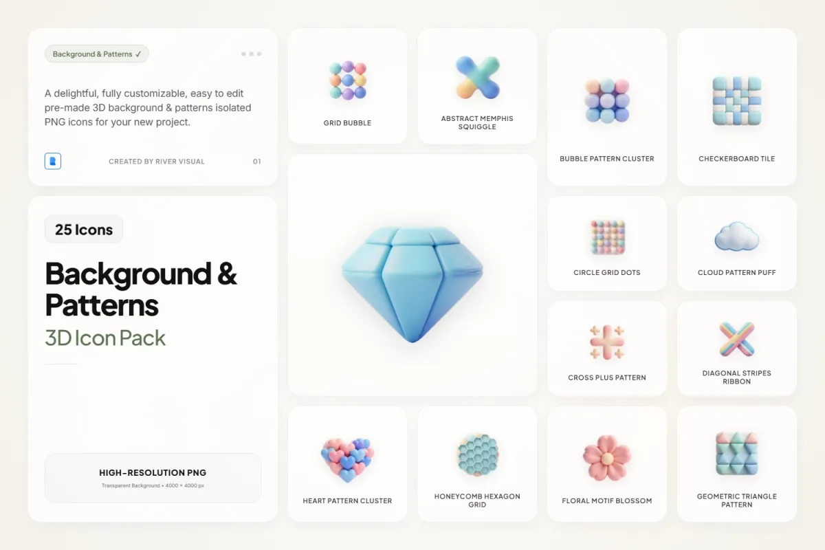3D Background & Pattern Icons