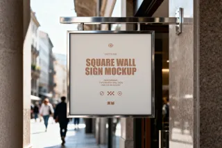 Square Wall Sign Mockup