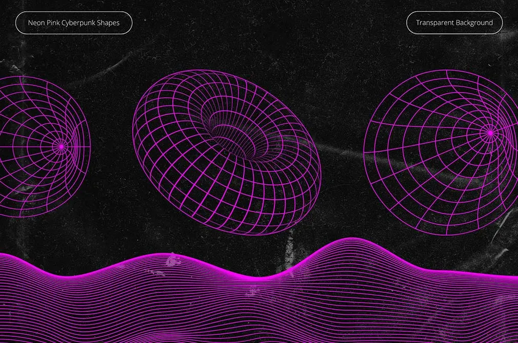 Neon Pink Cyberpunk Shapes