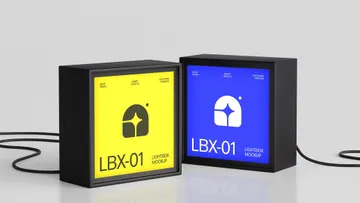 Square Lightbox Signages Mockup