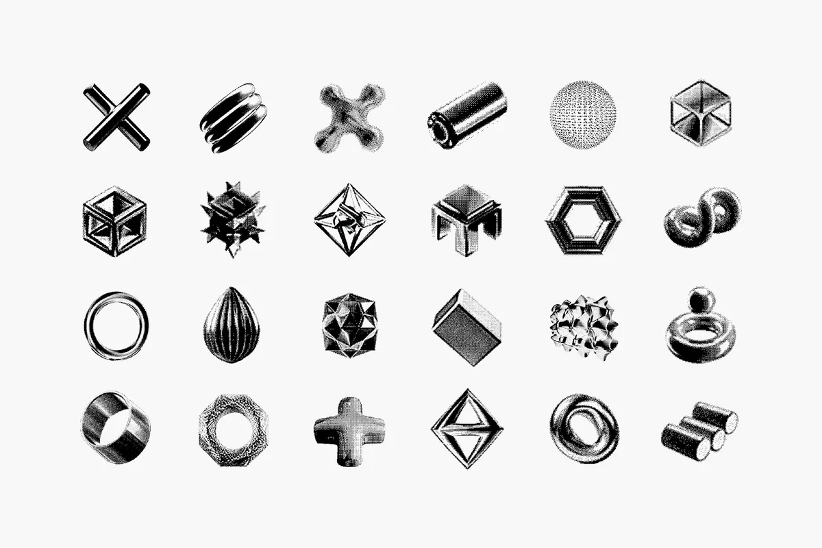 Dithering Bitmap Vector Shapes Collection