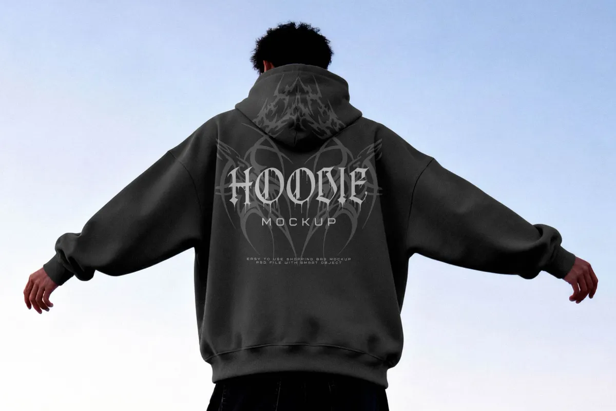 Back Hoodie Mockup with Open Arms