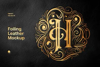 Black Elegant Leather Foiling Mockup