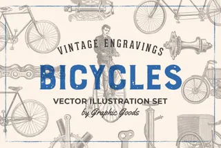 Bicycles Vintage Illustration Set