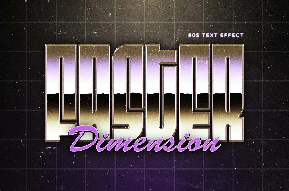 Metallic Retrowave Text Effect