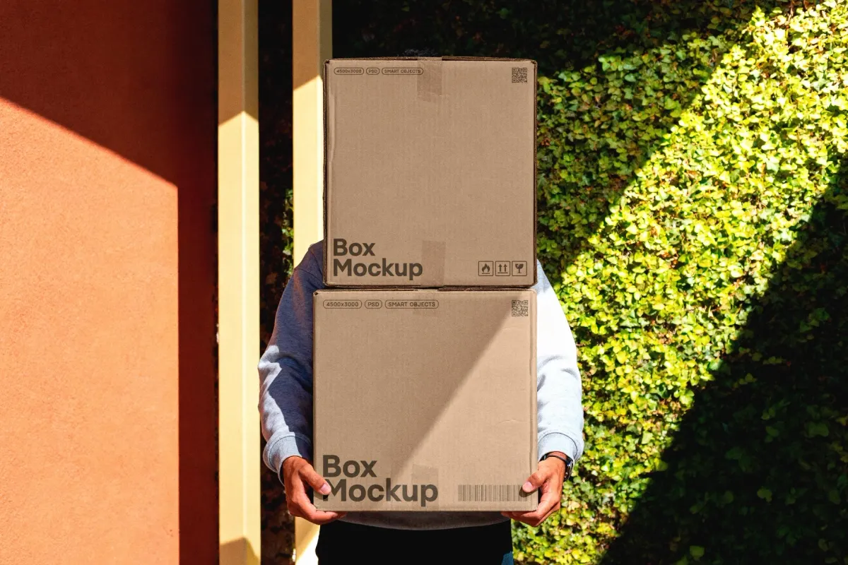 Cardboard Delivery Boxes Mockup in Hands
