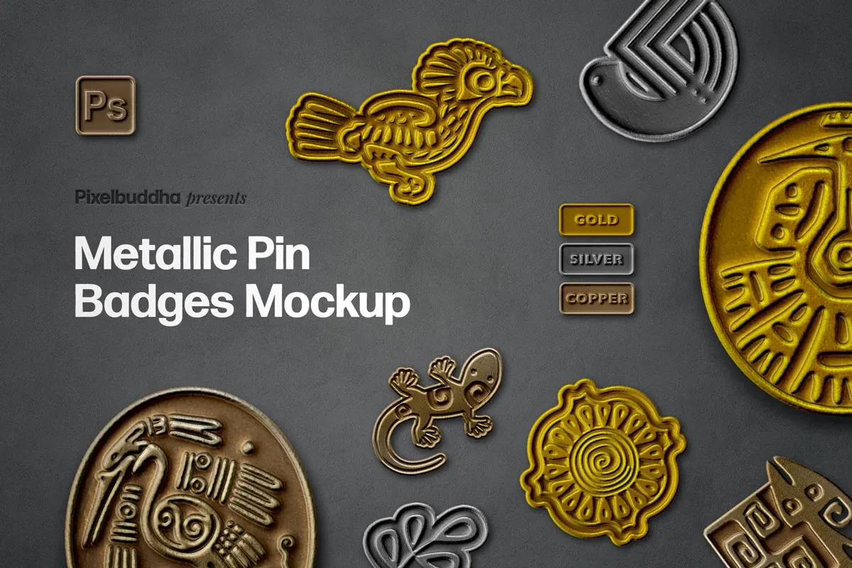 Metallic Pin Badge Mockup