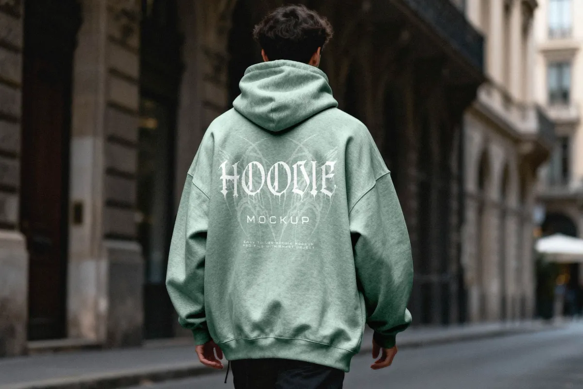 Street Hoodie Mockup Back View