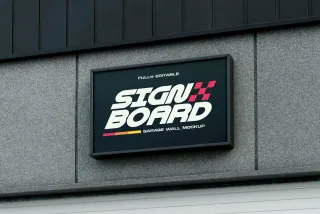 Automotive Garage Signboard Mockup