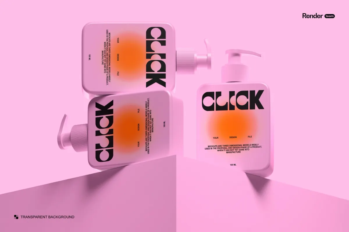 Pump Bottle Mockup Set with AR