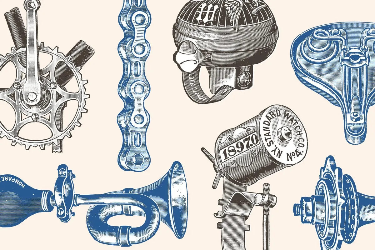 Bicycles Vintage Illustration Set