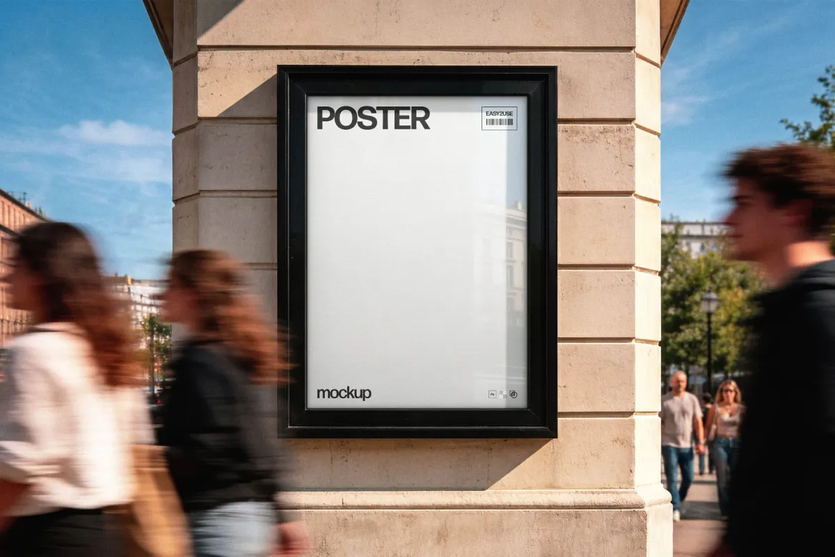 Framed Outdoor Poster Mockup