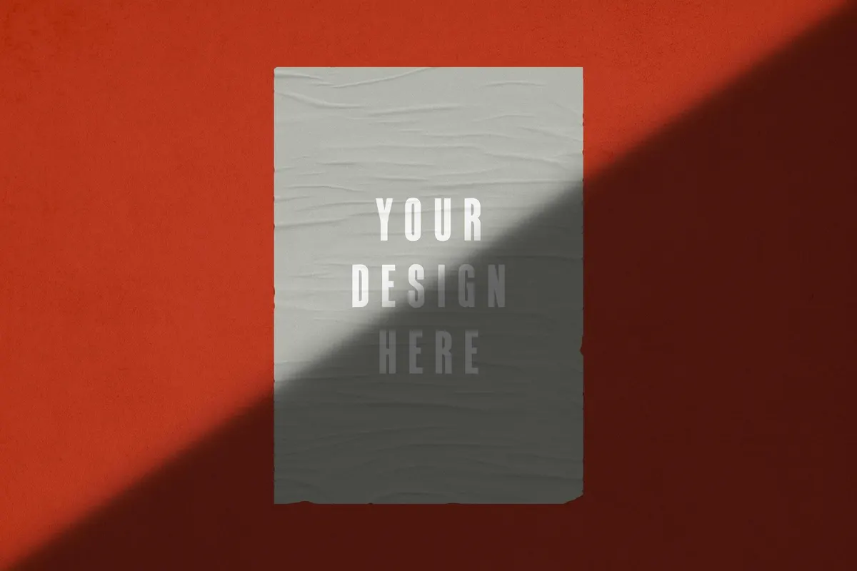 Glued Poster Mockup with Shadow Overlay