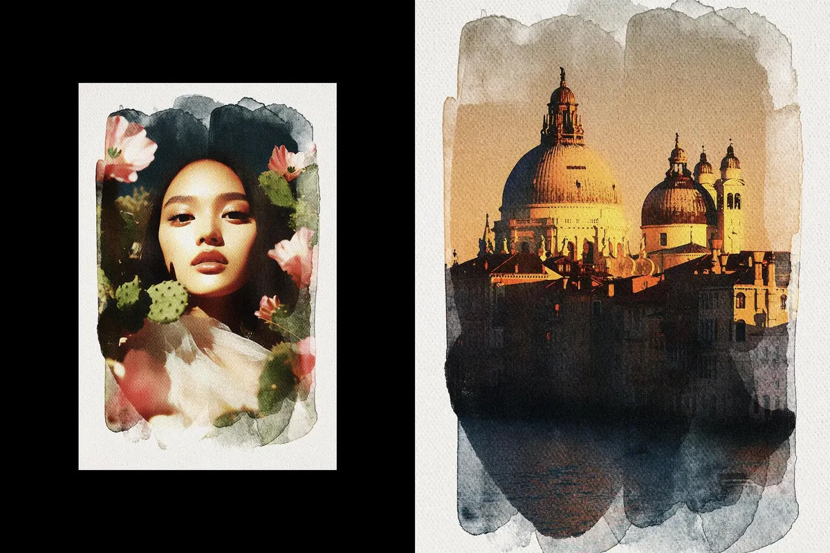 Watercolor Photo Template