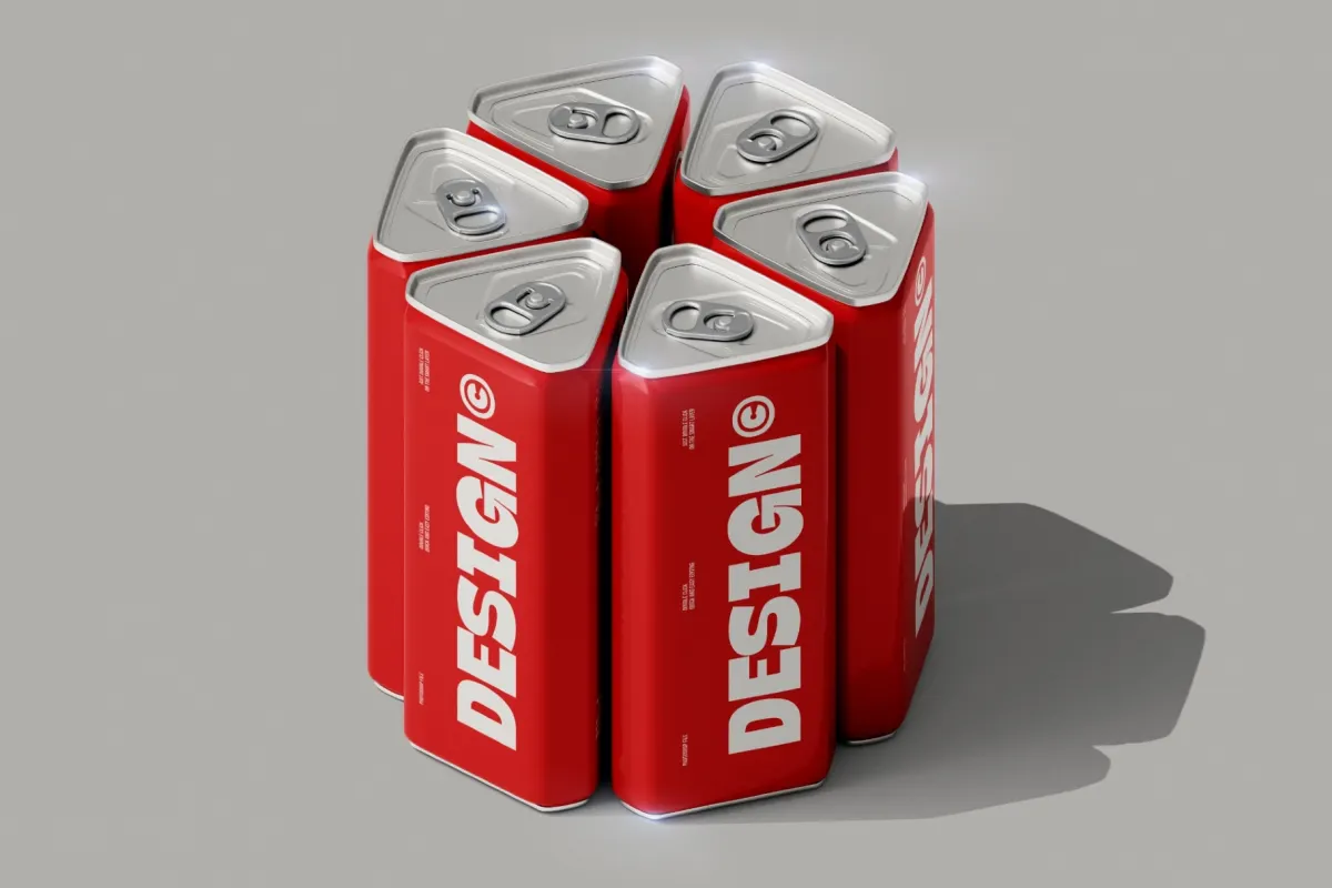 Triangular Can Cluster Mockup
