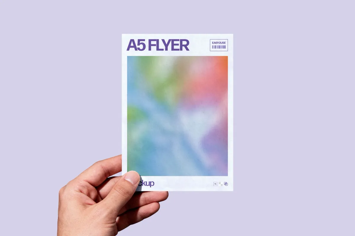 Vertical A5 Flyer Mockup in Hand