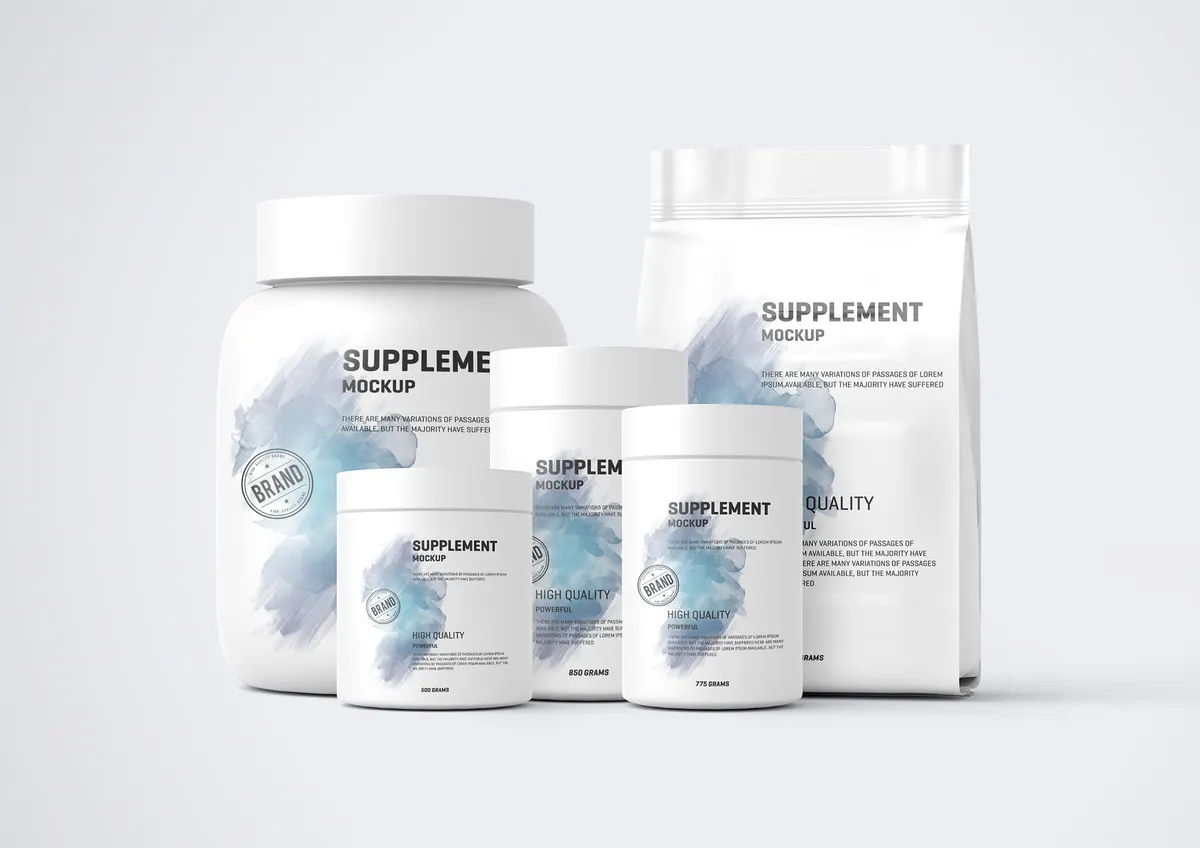 Protein Pack and Jar Mockup