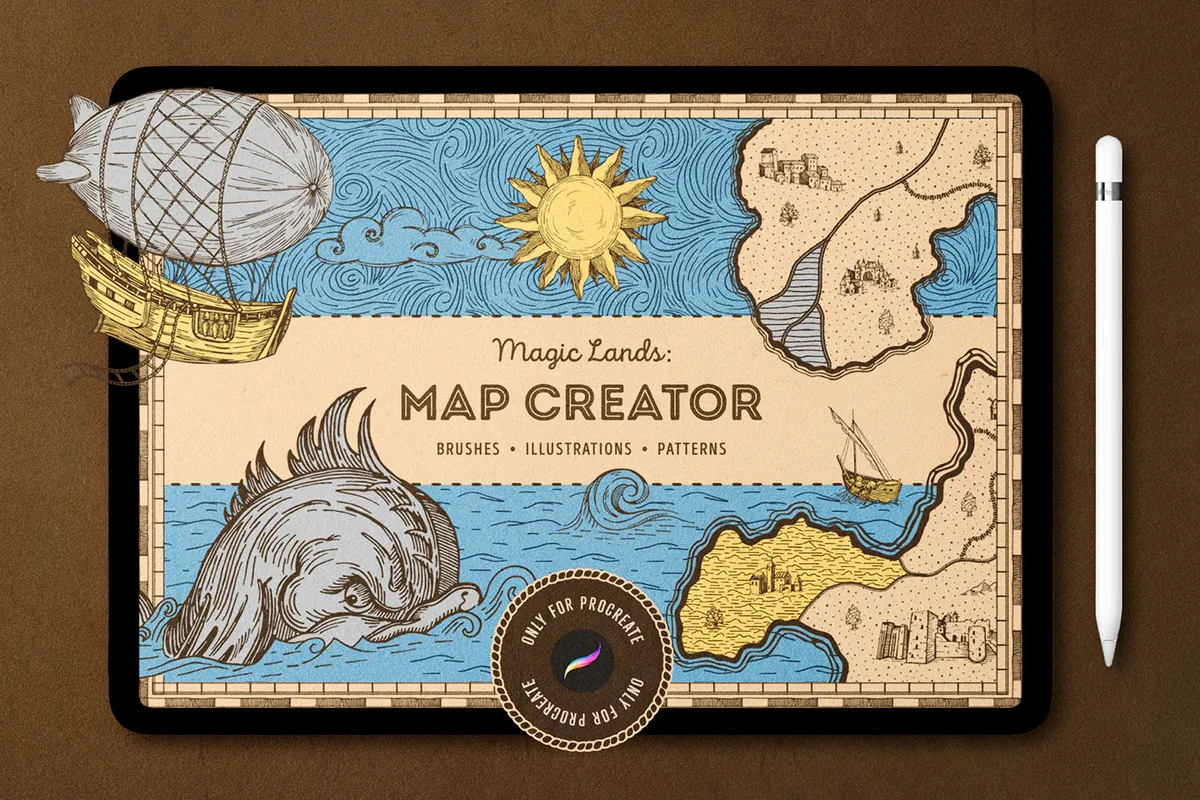 Vintage Map: Procreate Brushes