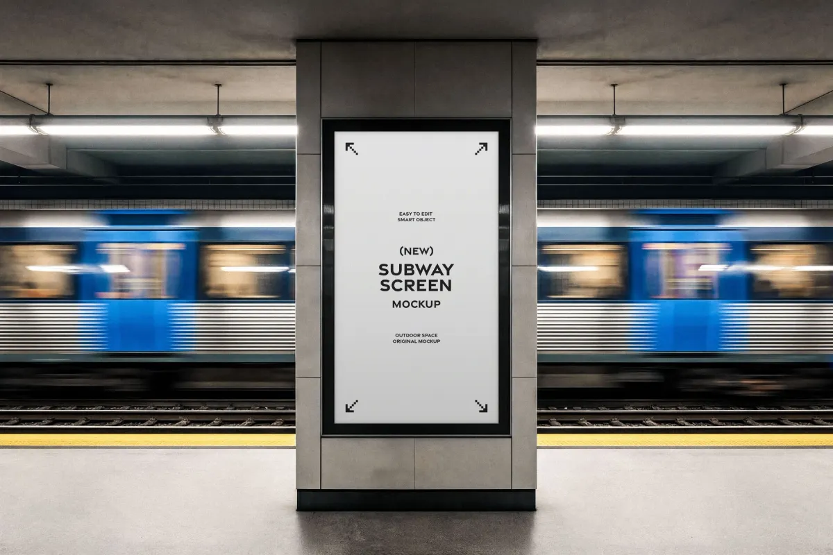 Vertical Subway Digital Signage Mockup