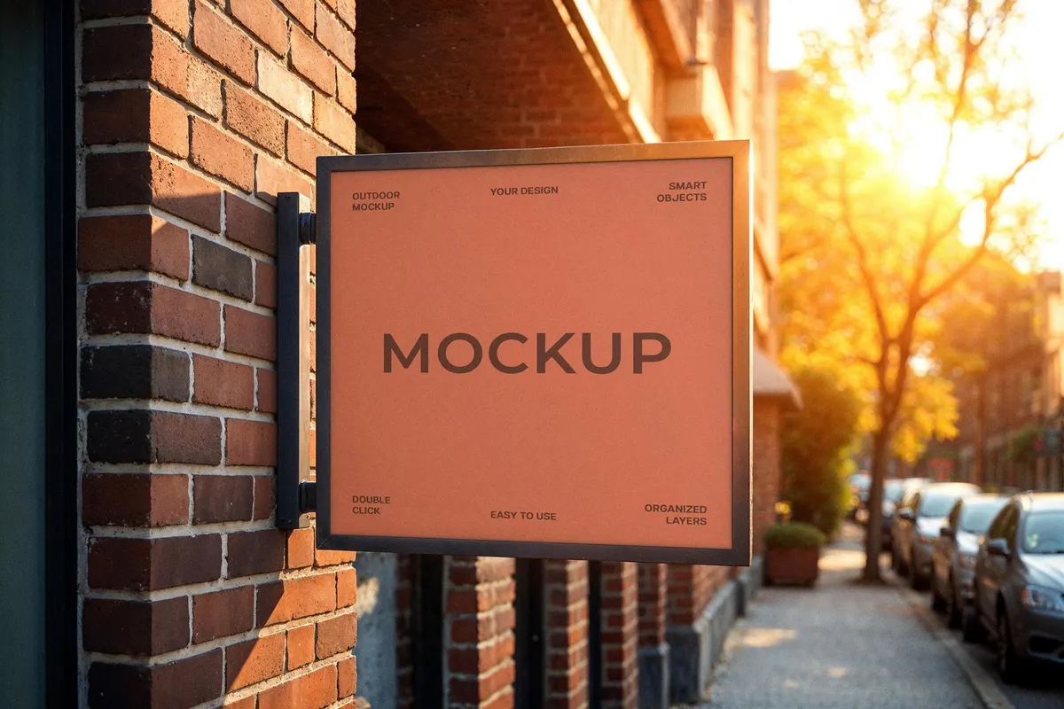 Square Street Sign Mockup