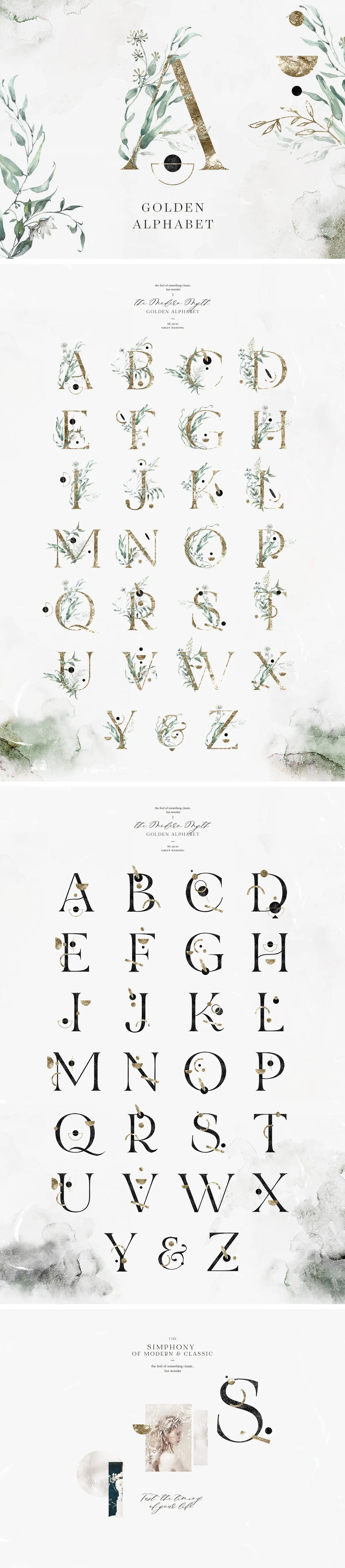Golden Alphabet Clipart